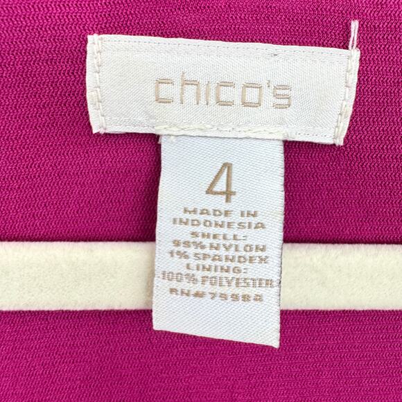 Chico's Womens Lace Top Blouse Size XXL Floral Long Sleeve Magneta Pink - Picture 2 of 7